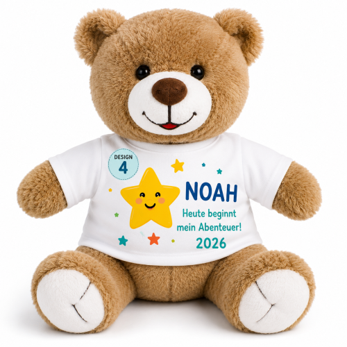 Kuscheltier Einschulung mit Namen, Stofftier personalisiert, Schultüte Geschenk, Elefant Bär Hase Giraffe, Schulkind 2026, Geschenk Schulanfang