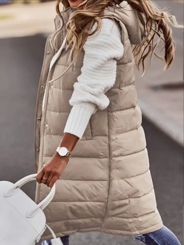 Lange Weste mit Knopfleiste und Kapuze "Paula"