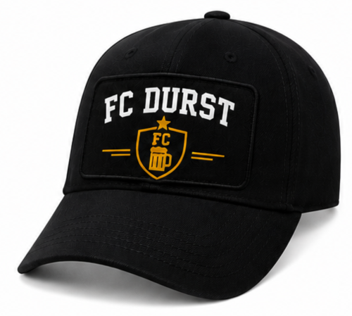 Lustige Bier Cap Herren – Geschenk für Fußballfans & Bierliebhaber – Schwarze Baseball Kappe FC DURST TEAM BIERGARTEN SEKTION ESKALATION HOPFEN UNITED DIE 12. FLASCHE