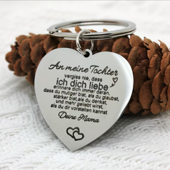 Herz Schlüsselanhänger Herzform-Schlüsselanhänger „An meine Tochter“ – Liebevolle Gravur von Mama