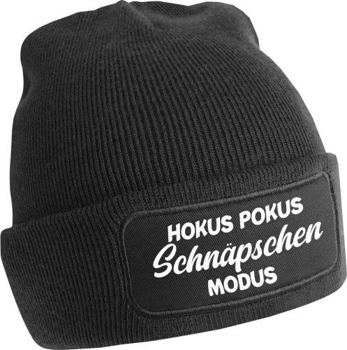 One Size Beanie mit Spruch: Hokus Pokus MODUS zu Auswahl: Weinchen, Sektchen, Bierchen oder Schnäpschen