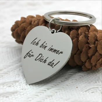 Herz Metall Schlüsselanhänger und Gravur "Ich bin immer für Dich da" herzförmig
