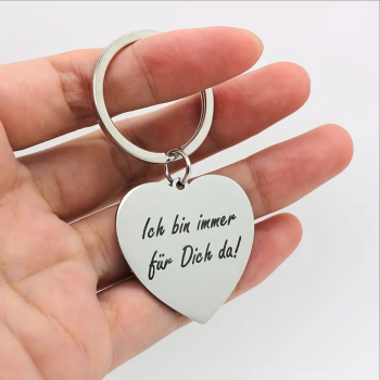 Preview: Herz Metall Schlüsselanhänger und Gravur "Ich bin immer für Dich da" herzförmig