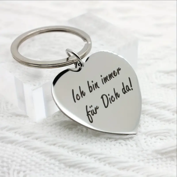 Preview: Herz Metall Schlüsselanhänger und Gravur "Ich bin immer für Dich da" herzförmig