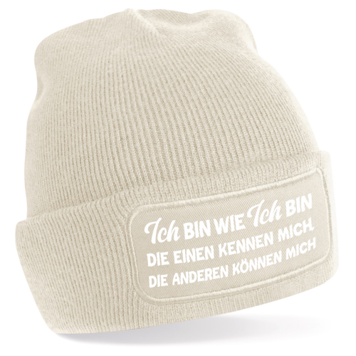 One Size Beanie, Mütze mit Spruch: Ich bin wie Ich bin...