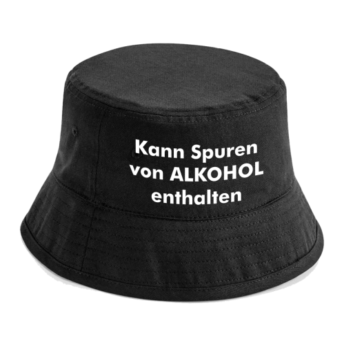 Party Hut, Bucket Hat, Fischer Hut, Hut bedruckt mit Spruch: Kann Spuren Vom Alkohol enthalten