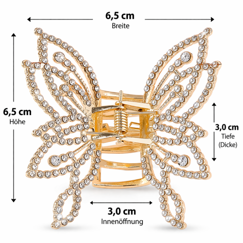 Edle Haarspange im Schmetterlingsdesign mit funkelnden Strasssteinen und Perlendetails – stilvolles Accessoire für elegante Frisuren