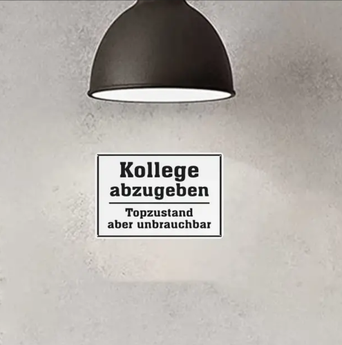 Retro-Metallschild Vintage Blechschild "Kollege abzugeben"