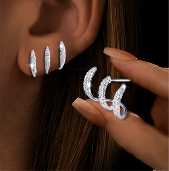 Damenohrringe, Ohrstecker Krallen mit Strass