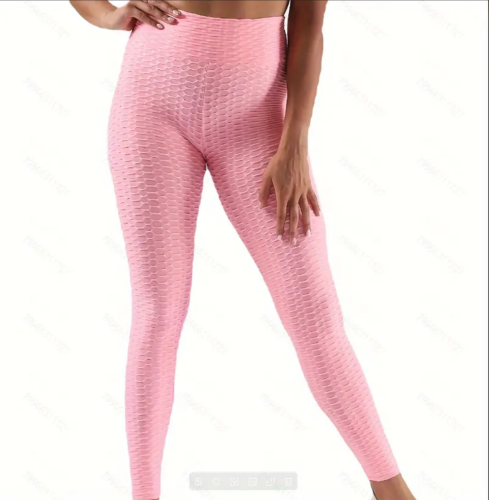 1Stk. Einfarbige Hochtaillierte Shaping-Leggings mit festem Honigwabenmuster, High-Stretch Sport Leggings, Damen Activewear, atmungsaktiv, elastisch