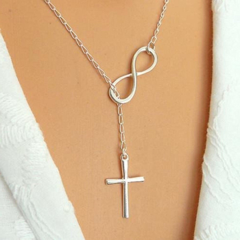 Halskette mit Kreuz und Unendlichkeitszeichen