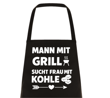 Grillschürze mit Spruch "Mann mit Grill sucht Frau mit Kohle" Grill Kochschürze