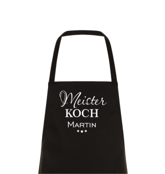 Kochschürze mit Spruch "Meister Köchin / Koch mit Wunschnamen" Kochen Backen Schürze Geschenke Mama Oma Papa Opa