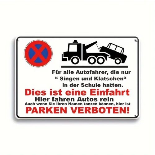 Retro-Metallschild Vintage Blechschild "Parken verboten"