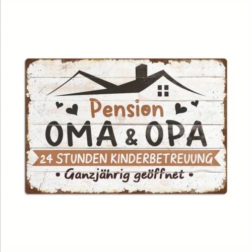 Retro-Metallschild Vintage Blechschild "Pension Oma & Opa"