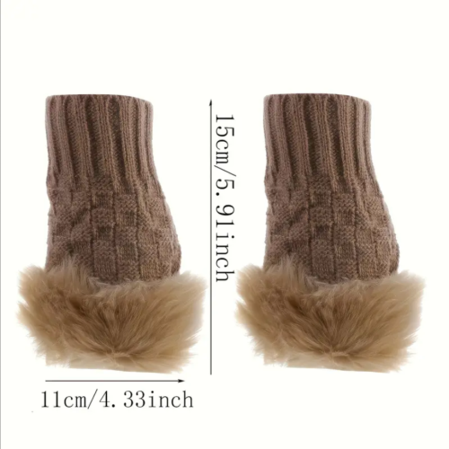 Strickhandschuhe, Fingerlose Handschuhe mit Plüsch