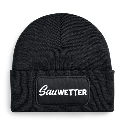 One Size Beanie, Mütze mit Spruch: Sauwetter
