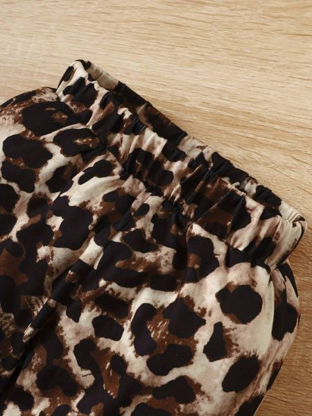 Baby Mädchen 2-teiliges beigeweiß Hoodie-Hosen-Set mit Leopardenmuster