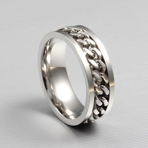 1 Stk. Edelstahl Unisexring mit Kettenoptik