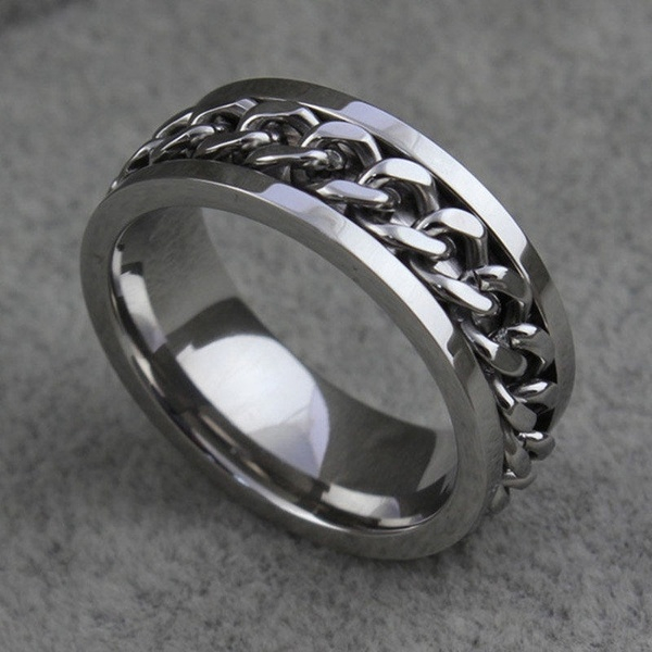 1 Stk. Edelstahl Unisexring mit Kettenoptik