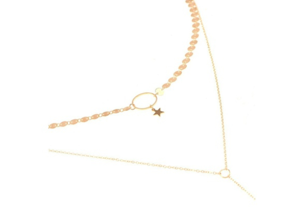 Lange Halskette mit Stern und Pailletten goldfarbig