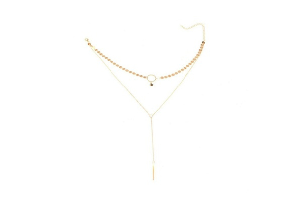 Lange Halskette mit Stern und Pailletten goldfarbig