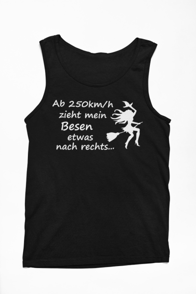 TShirt "Ab 250 km/h zieht mein Besen etwas nach rechts" (schwarz / weiß)