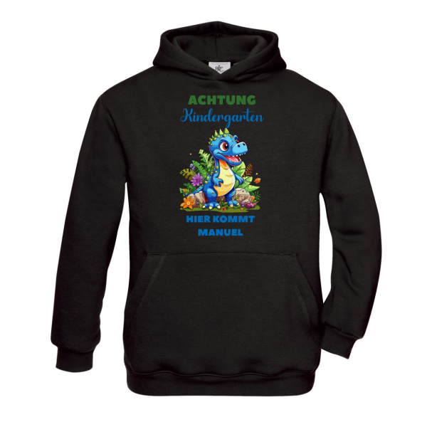 Kinder Hoodie, Kapuzenpullover "Achtung Kindergarten/ Schule" personalisiert
