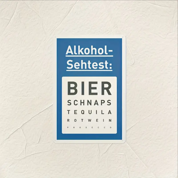 Retro-Metallschild Vintage Blechschild "Alkohol - Sehtest"