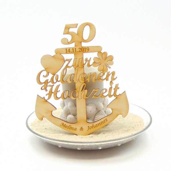 Anker Goldene Hochzeit Aufschrift und Zahl 50