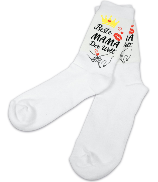 Socken weiß, div. Größen mit Motiv: Beste Mama, Bester Papa der Welt