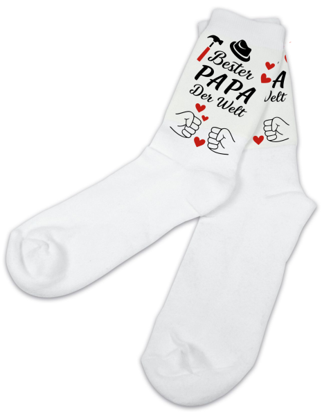Socken weiß, div. Größen mit Motiv: Beste Mama, Bester Papa der Welt