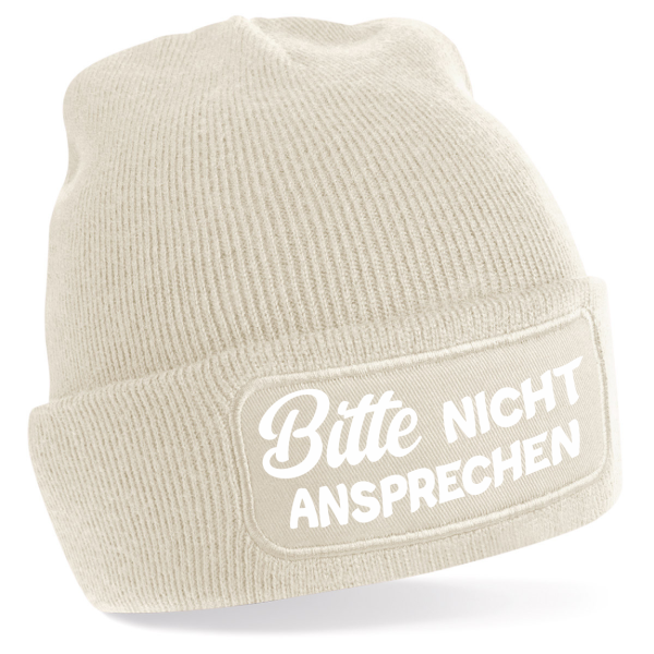 One Size Beanie, Mütze mit Spruch: Bitte nicht ansprechen