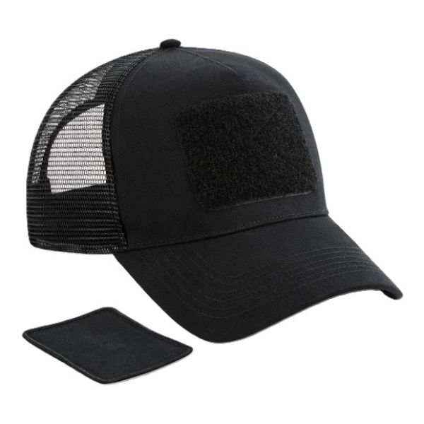 Schwarze Mesh Cap – Basecap mit Klettpatch - Schwarze Trucker Cap mit Netzrückseite, verstellbar: Geiler Typ mit Glatze o. Geiler typ mit Bauch o. Geiler Typ mit Bart