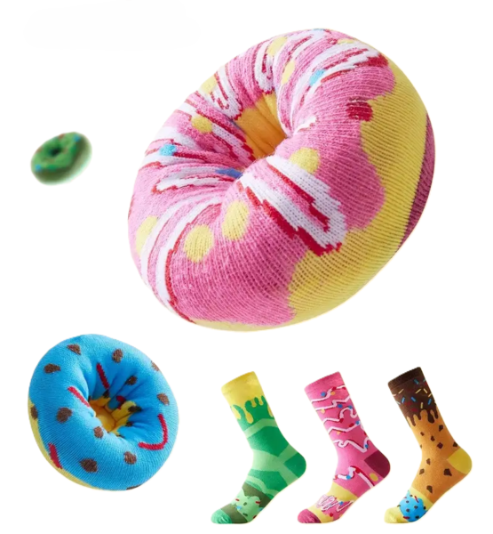 Die Donut-Sockenbox, 3 Paare lustige Socken in Donut Form, Donut Socken