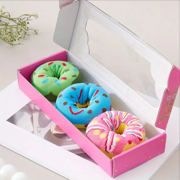 Die Donut-Sockenbox, 3 Paare lustige Socken in Donut Form, Donut Socken