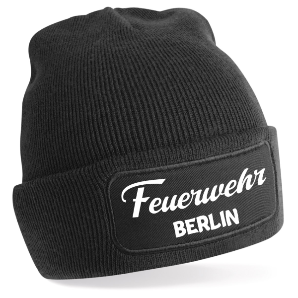 One Size Beanie, Mütze mit Spruch: Feuerwehr WUNSCHORT, personalisiert