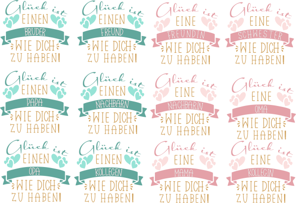 Schwarzweiße oder weiße Tasse "Glück ist eine Mama/ Oma/ Freundin/ Schwester/ Kollegin/ einen Papa/ Opa/ Freund/ Bruder/ Nachbarn wie dich zu haben"