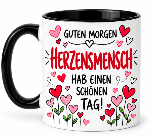 Guten Morgen Tasse mit Spruch Herzensmensch – Geschenk für Lieblingsmenschen
