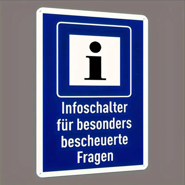 Retro-Metallschild Vintage Blechschild "Infoschalter für besonders bescheuerte Fragen"