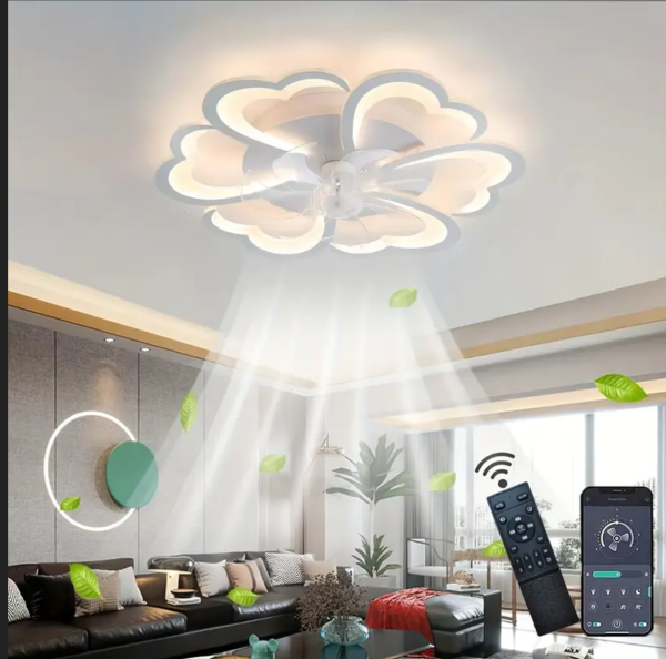 Premium LED Deckenleuchte mit Ventilator – Modernes Design in Blütenform, Ø 68 cm, leise & leistungsstark