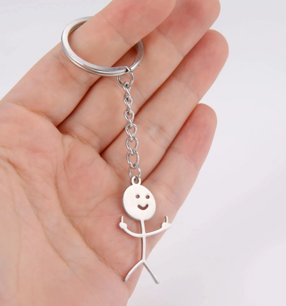 Metall Schlüsselanhänger: Männchen mit Mittelfinger