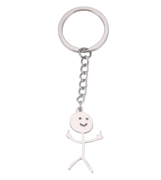 Metall Schlüsselanhänger: Männchen mit Mittelfinger