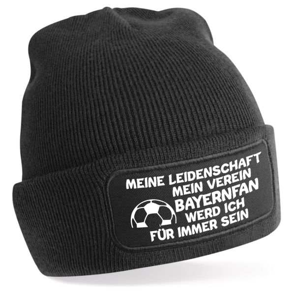 One Size Beanie, Mütze mit Spruch: Meine Leidenschaft, mein Verein -  BayernFan werd ich für immer sein