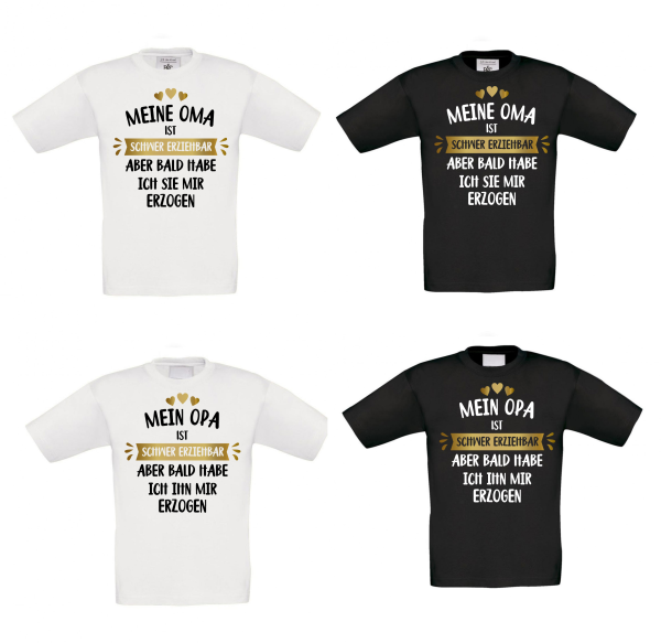 Kindershirt Kinder T-Shirt Modell: Mein OPA / Meine Oma ist schwer erziehbar...