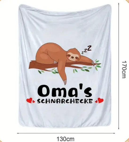 Kuscheldecke, Flanelldecke, Bedruckte Decke für Oma, Tagesdecke mit Motiv „Oma´s Schnarchecke"