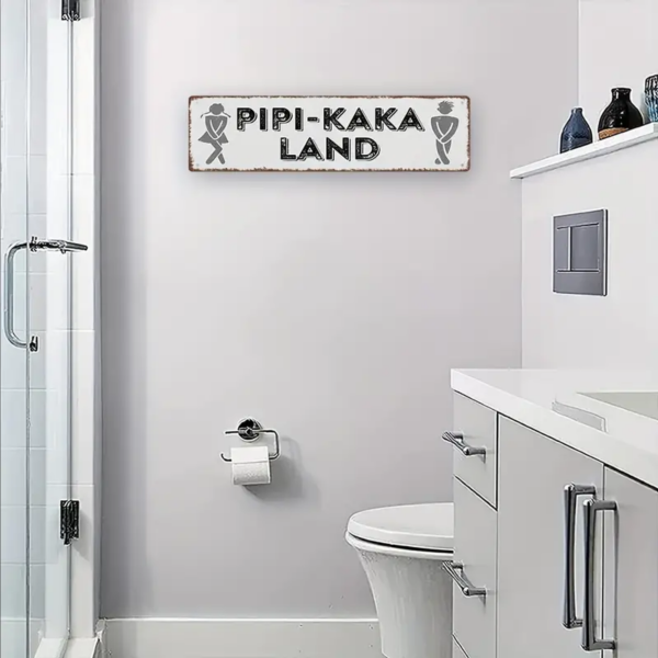 Retro-Metallschild Vintage Blechschild "Pipi-Kaka-Land" - quer, lang