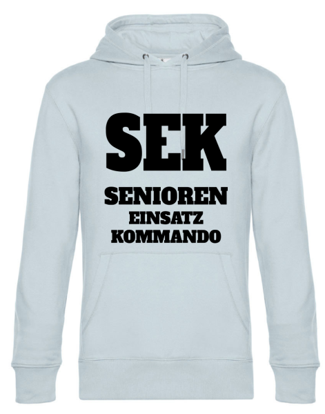 Premium Kapuzenpullover, Hoodie schwarz mit Motiv: SEK Senioren Einsatz Kommando