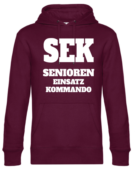 Premium Kapuzenpullover, Hoodie schwarz mit Motiv: SEK Senioren Einsatz Kommando