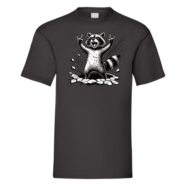Funshirt ,Tanktop oder Shirt - Waschbär Rockt! - Cooles Waschbär T-Shirt – Rock On Design mit Sonnenbrille – Lustiges Tiermotiv für Damen & Herren